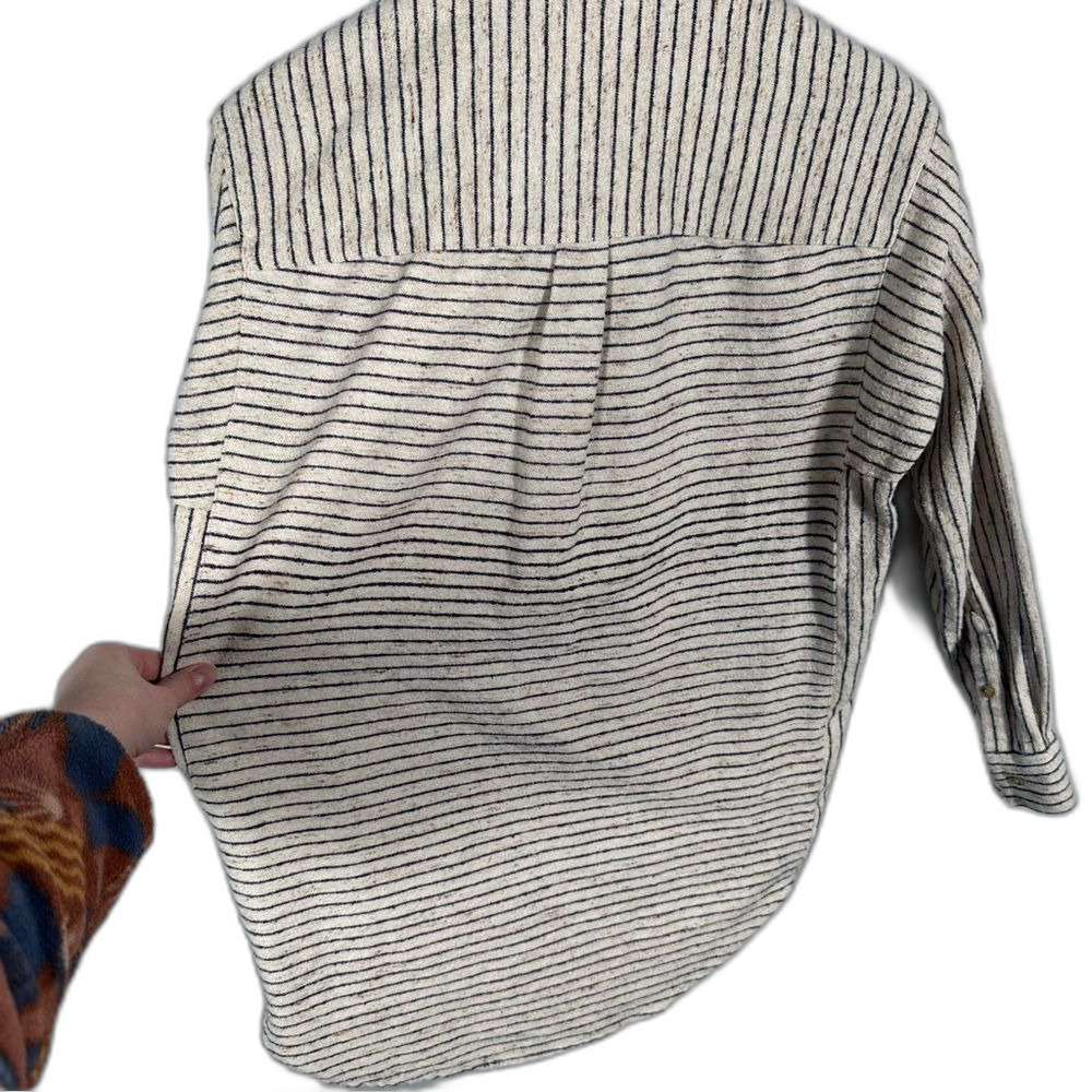 Madewell Stripe Flannel Button-Down Sunday Shirt Size Small Minimalist Winter - Picture 12 of 14